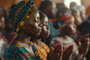 African American Family Praying Together in Unity and Faith